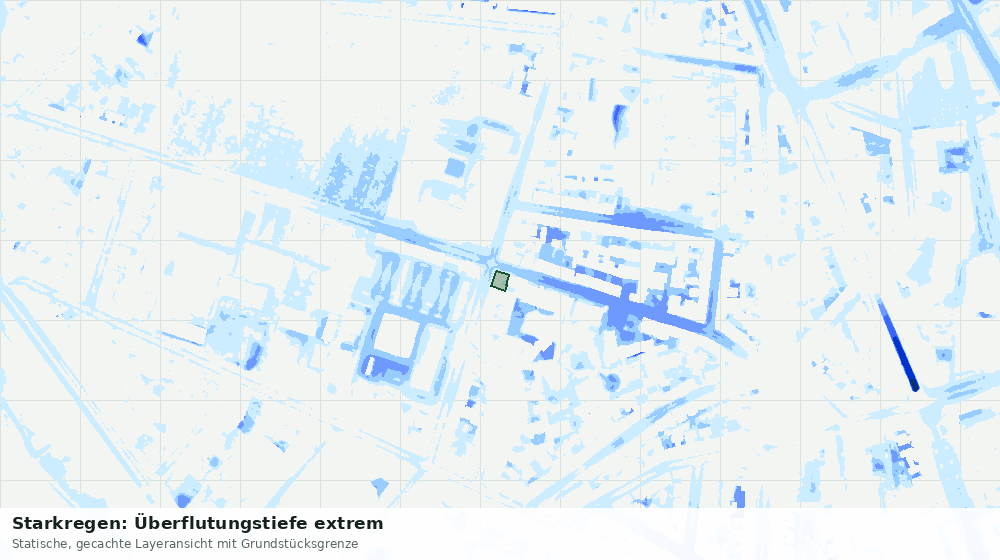 Statische Kartenansicht: Starkregen: Überflutungstiefe extrem