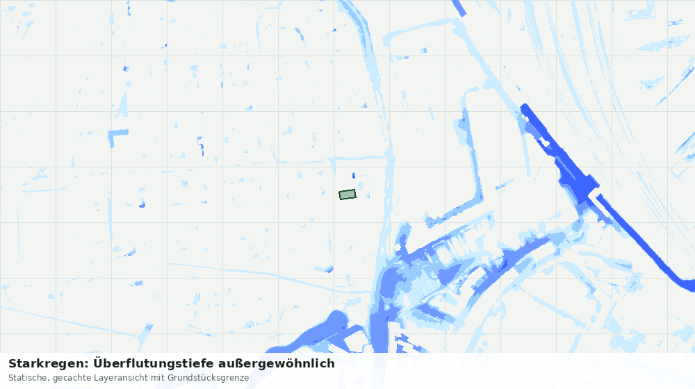 Statische Kartenansicht: Starkregen: Überflutungstiefe außergewöhnlich