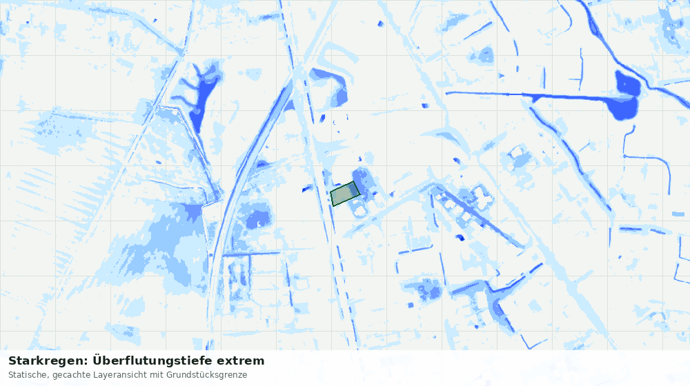 Statische Kartenansicht: Starkregen: Überflutungstiefe extrem