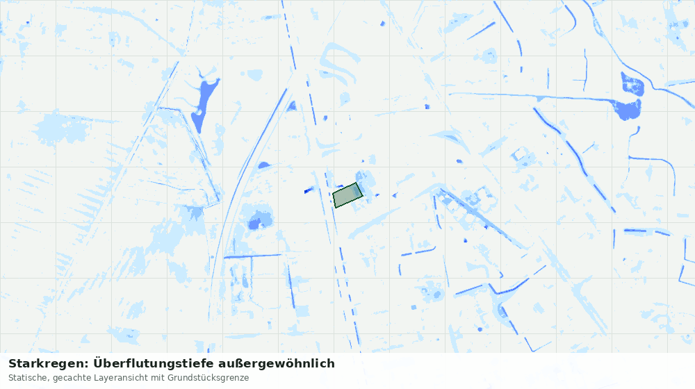 Statische Kartenansicht: Starkregen: Überflutungstiefe außergewöhnlich