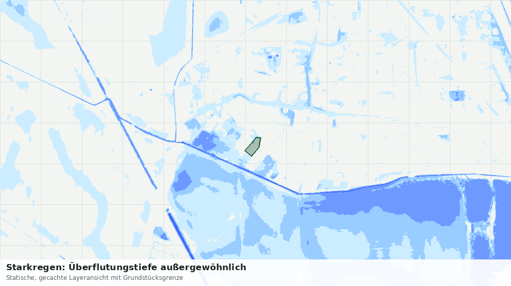 Statische Kartenansicht: Starkregen: Überflutungstiefe außergewöhnlich