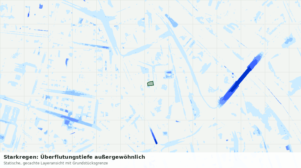 Statische Kartenansicht: Starkregen: Überflutungstiefe außergewöhnlich