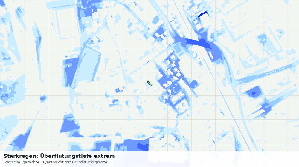 Statische Kartenansicht: Starkregen: Überflutungstiefe extrem
