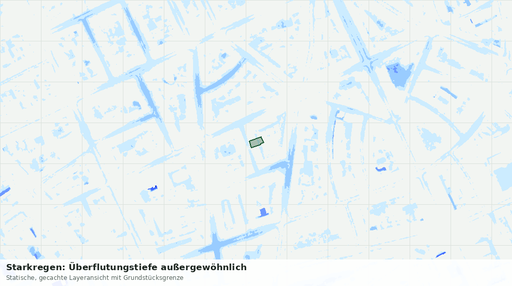 Statische Kartenansicht: Starkregen: Überflutungstiefe außergewöhnlich