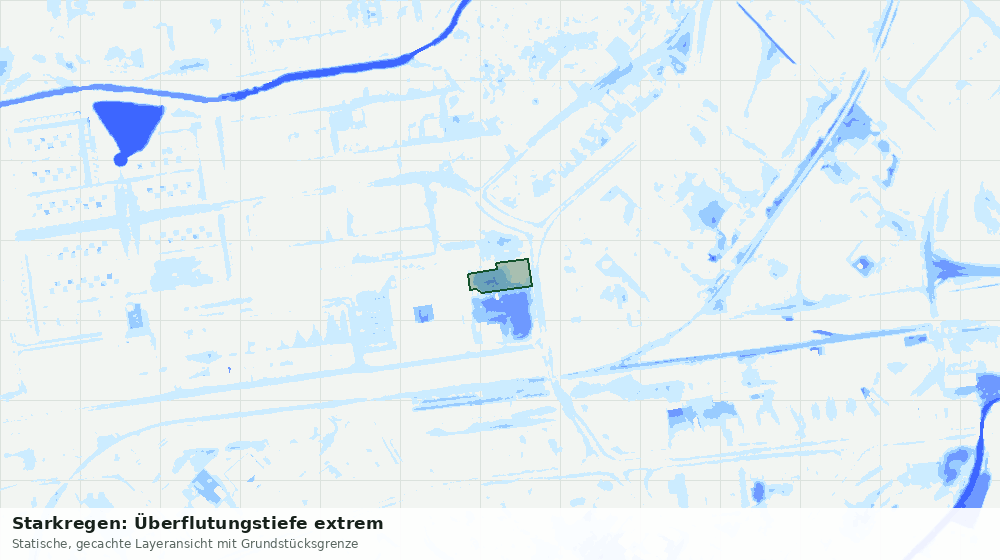 Statische Kartenansicht: Starkregen: Überflutungstiefe extrem