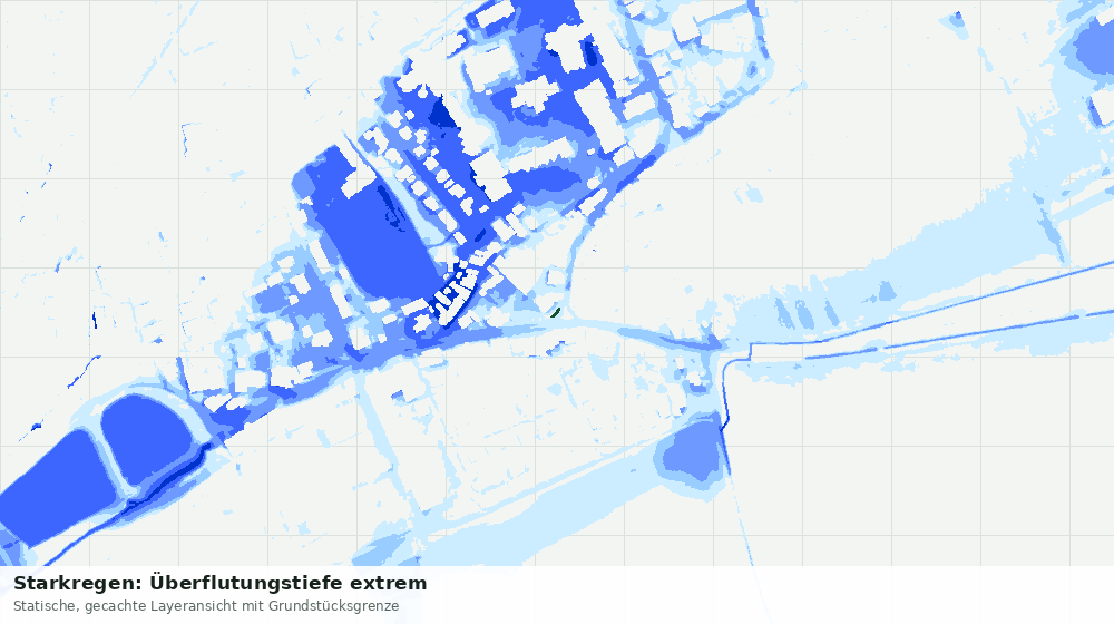 Statische Kartenansicht: Starkregen: Überflutungstiefe extrem
