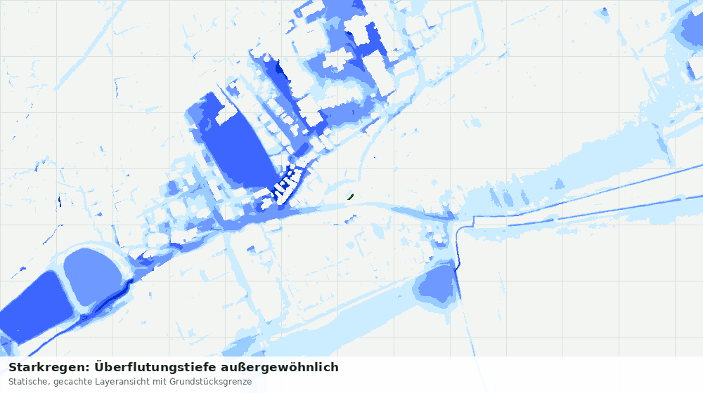 Statische Kartenansicht: Starkregen: Überflutungstiefe außergewöhnlich