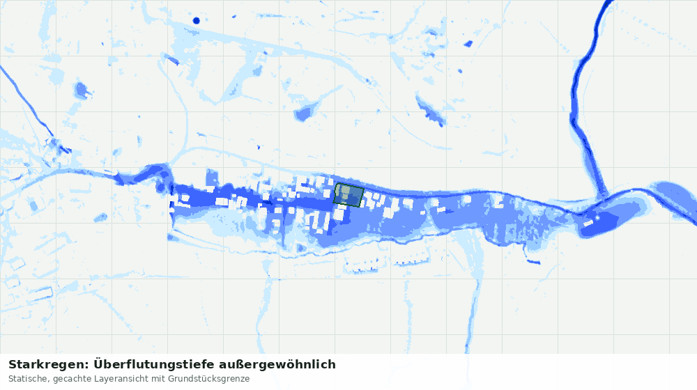 Statische Kartenansicht: Starkregen: Überflutungstiefe außergewöhnlich
