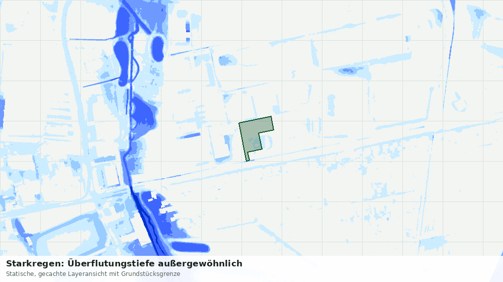 Statische Kartenansicht: Starkregen: Überflutungstiefe außergewöhnlich