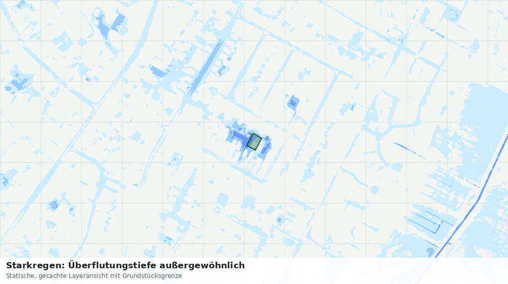 Statische Kartenansicht: Starkregen: Überflutungstiefe außergewöhnlich