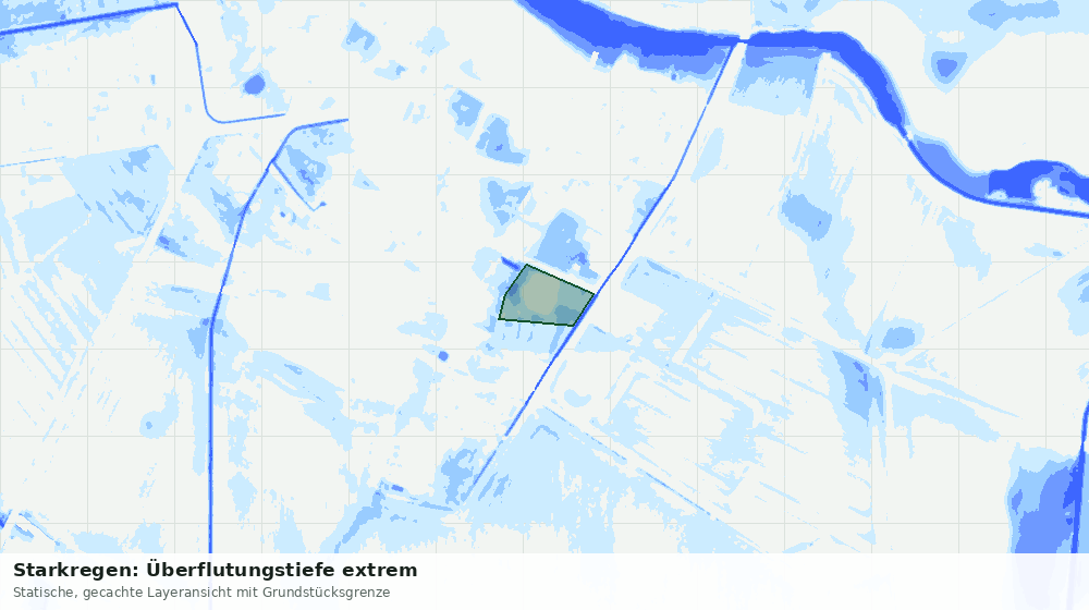 Statische Kartenansicht: Starkregen: Überflutungstiefe extrem