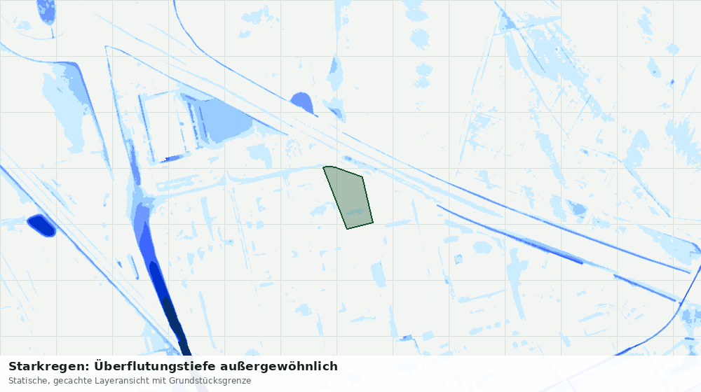 Statische Kartenansicht: Starkregen: Überflutungstiefe außergewöhnlich