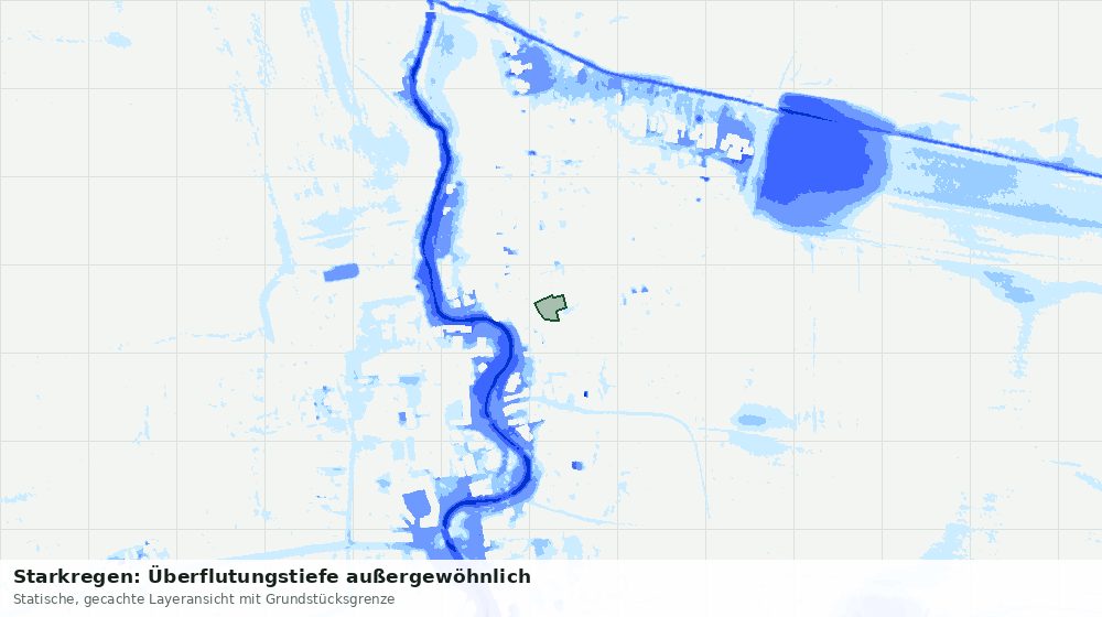 Statische Kartenansicht: Starkregen: Überflutungstiefe außergewöhnlich