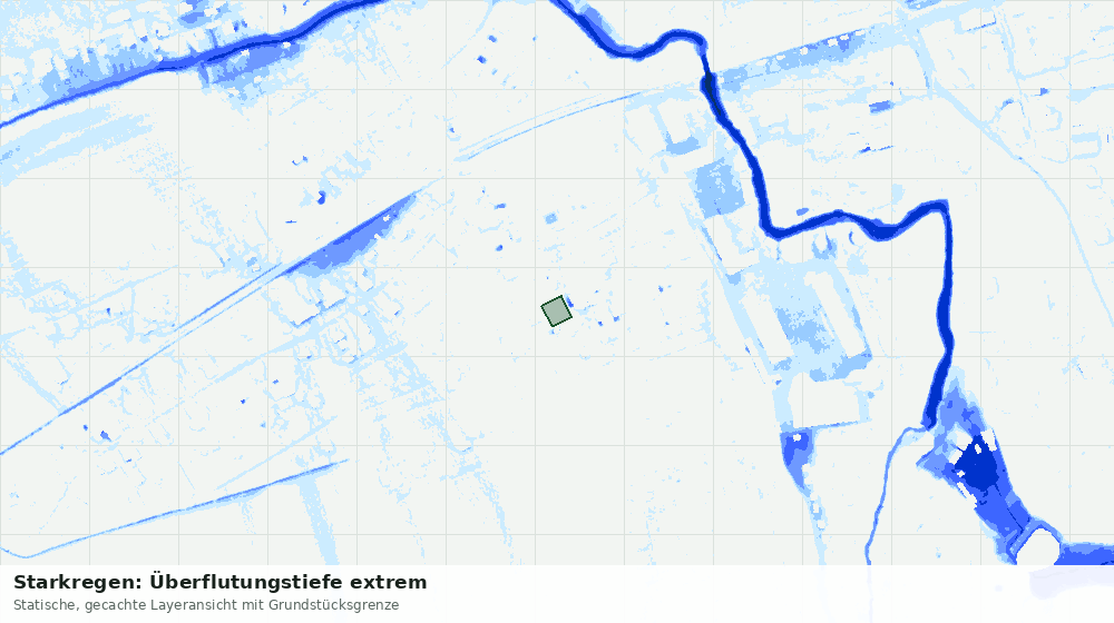 Statische Kartenansicht: Starkregen: Überflutungstiefe extrem