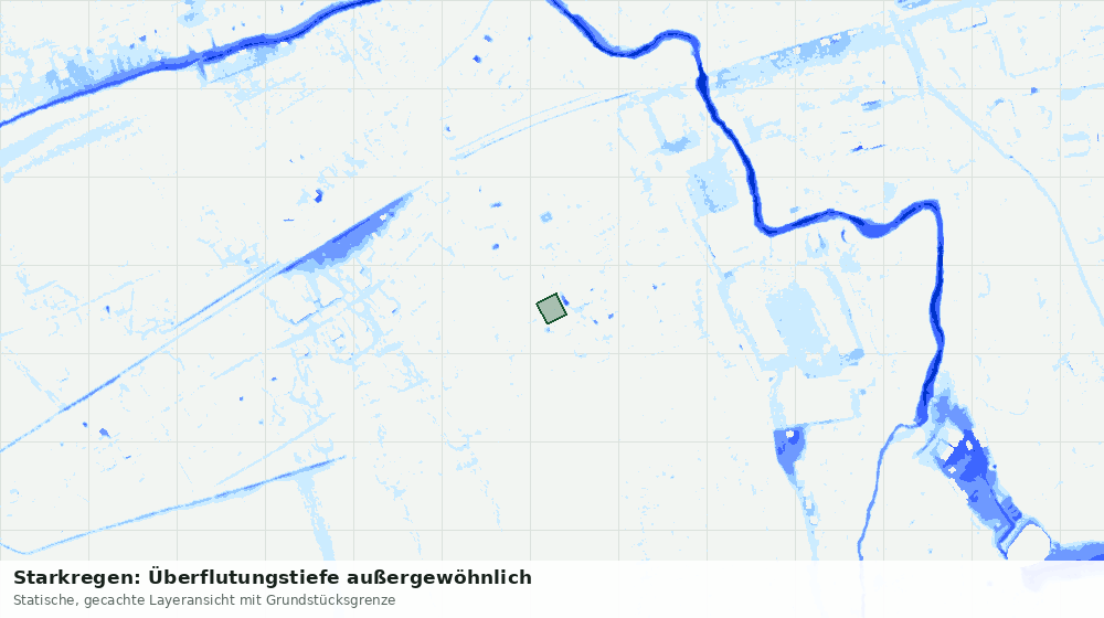 Statische Kartenansicht: Starkregen: Überflutungstiefe außergewöhnlich