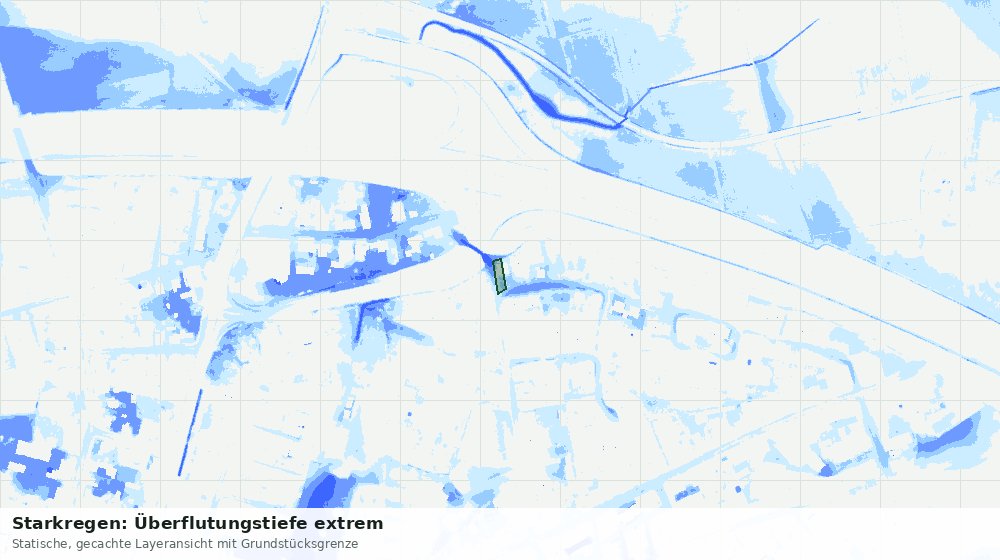 Statische Kartenansicht: Starkregen: Überflutungstiefe extrem