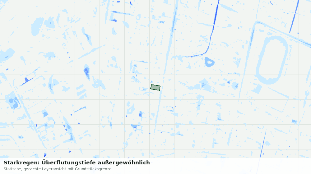 Statische Kartenansicht: Starkregen: Überflutungstiefe außergewöhnlich