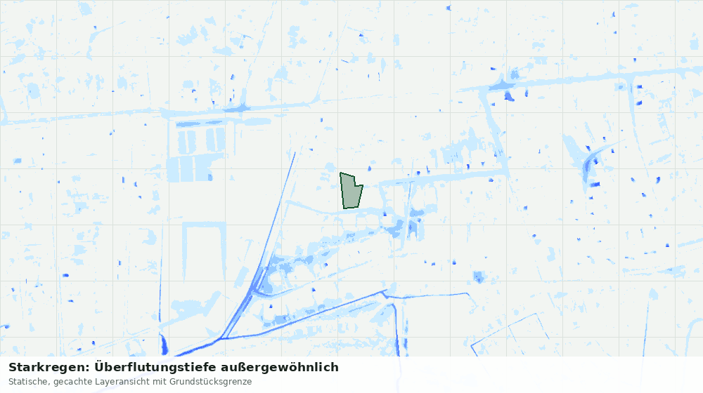 Statische Kartenansicht: Starkregen: Überflutungstiefe außergewöhnlich