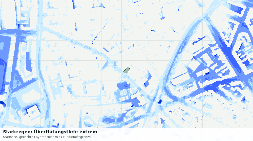 Statische Kartenansicht: Starkregen: Überflutungstiefe extrem