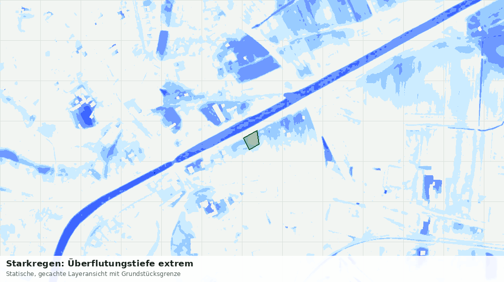 Statische Kartenansicht: Starkregen: Überflutungstiefe extrem