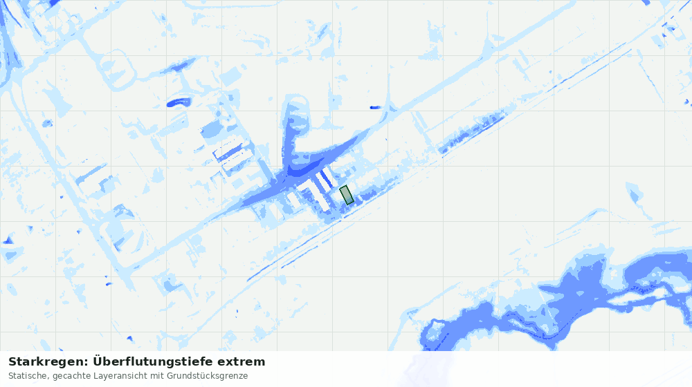 Statische Kartenansicht: Starkregen: Überflutungstiefe extrem