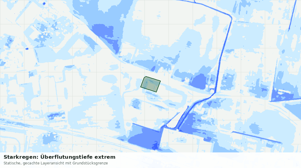 Statische Kartenansicht: Starkregen: Überflutungstiefe extrem