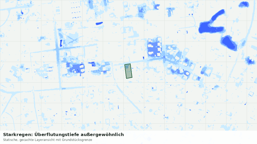 Statische Kartenansicht: Starkregen: Überflutungstiefe außergewöhnlich