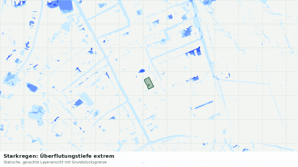 Statische Kartenansicht: Starkregen: Überflutungstiefe extrem