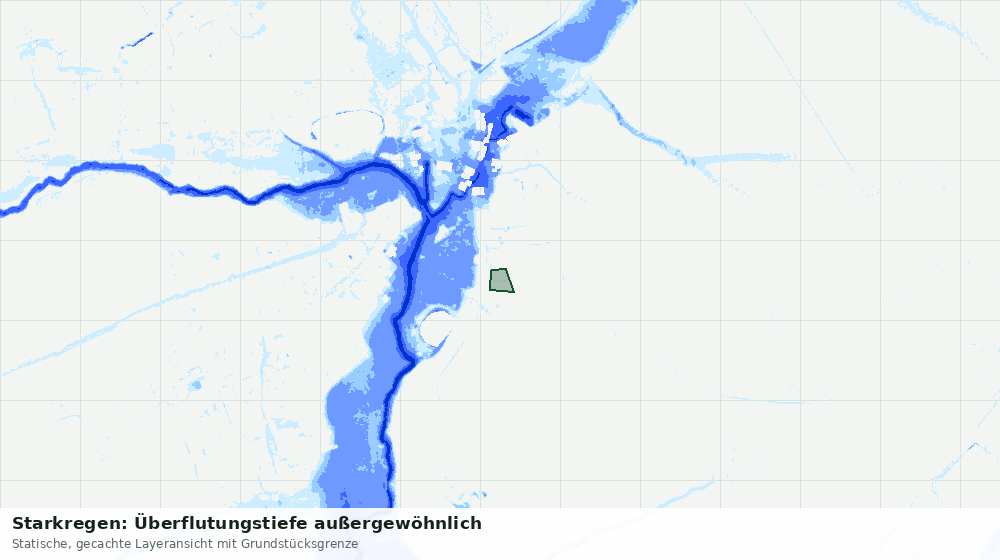 Statische Kartenansicht: Starkregen: Überflutungstiefe außergewöhnlich
