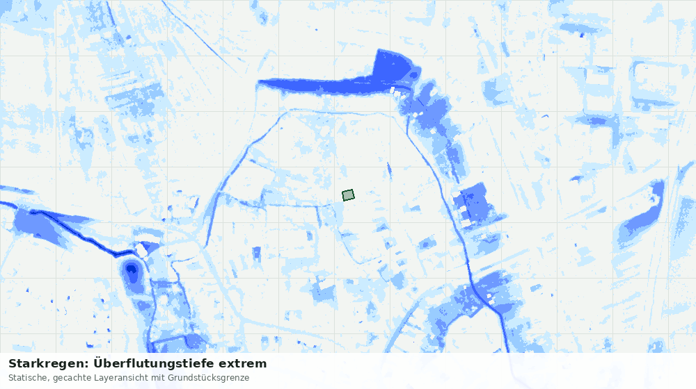 Statische Kartenansicht: Starkregen: Überflutungstiefe extrem