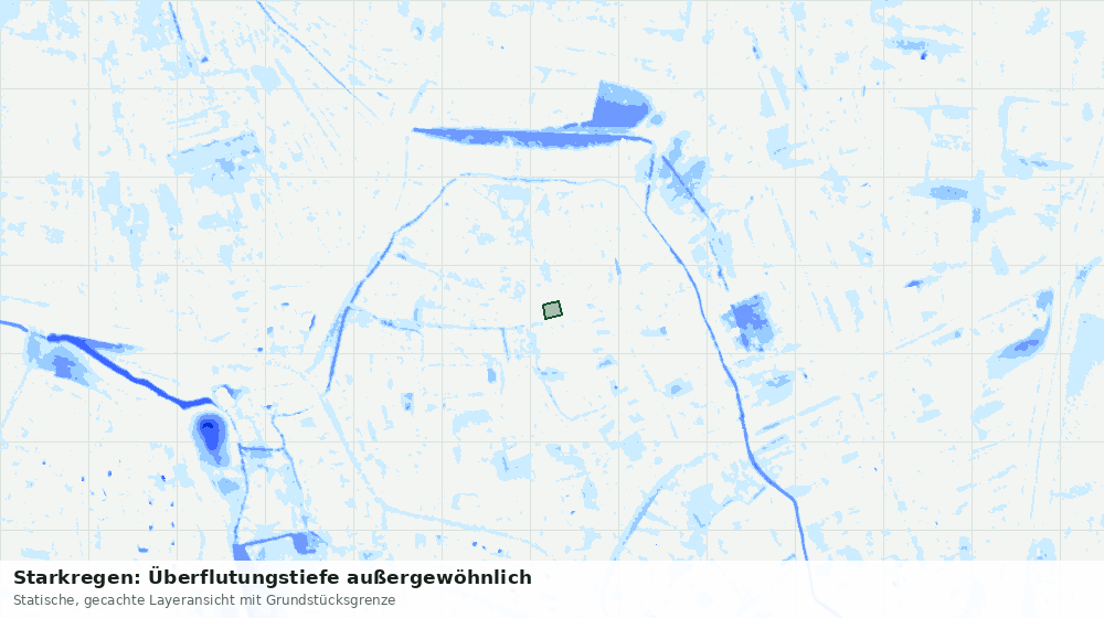 Statische Kartenansicht: Starkregen: Überflutungstiefe außergewöhnlich