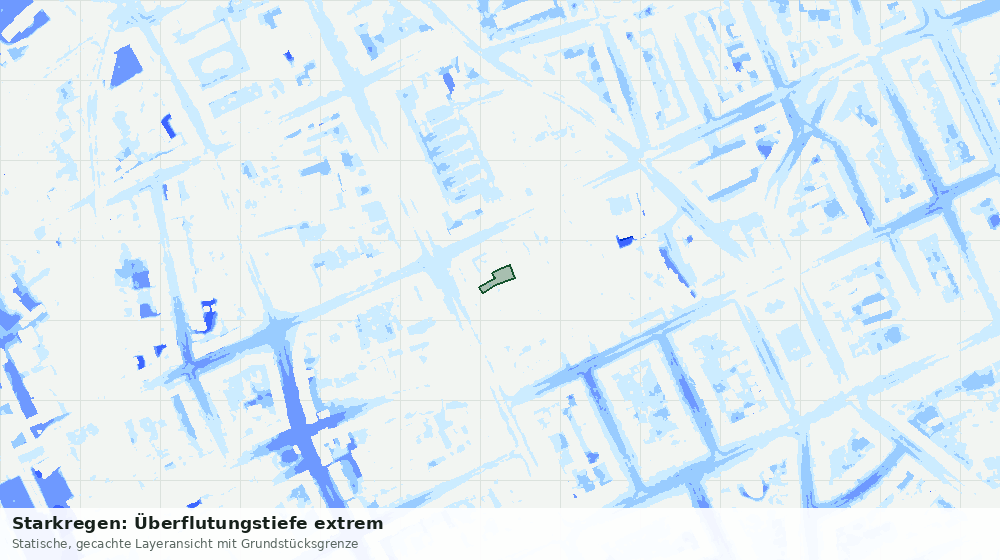 Statische Kartenansicht: Starkregen: Überflutungstiefe extrem