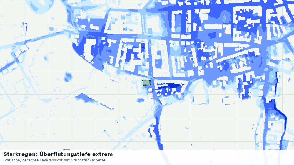 Statische Kartenansicht: Starkregen: Überflutungstiefe extrem