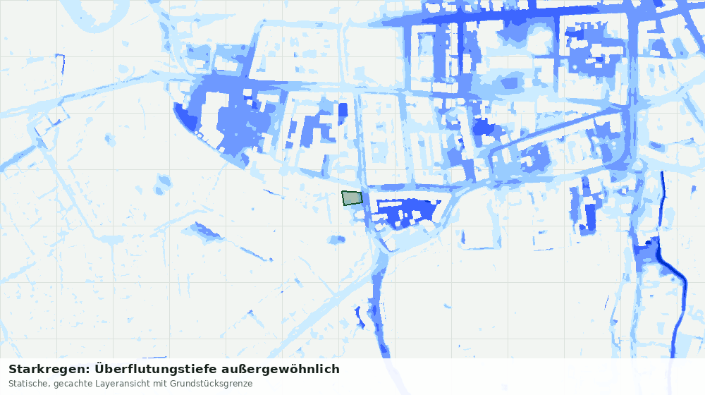 Statische Kartenansicht: Starkregen: Überflutungstiefe außergewöhnlich