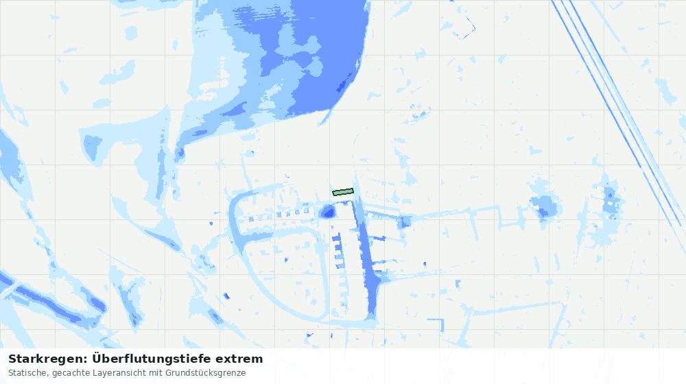 Statische Kartenansicht: Starkregen: Überflutungstiefe extrem