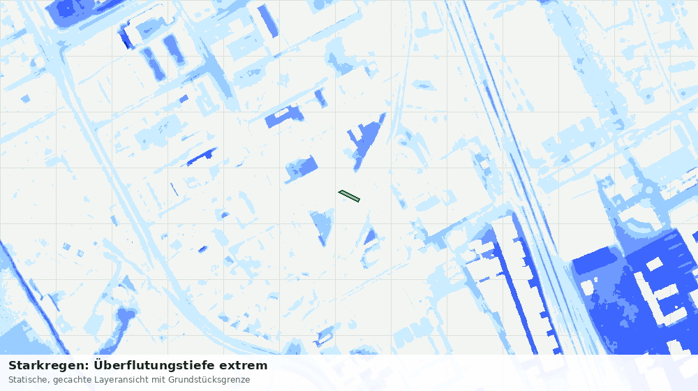Statische Kartenansicht: Starkregen: Überflutungstiefe extrem