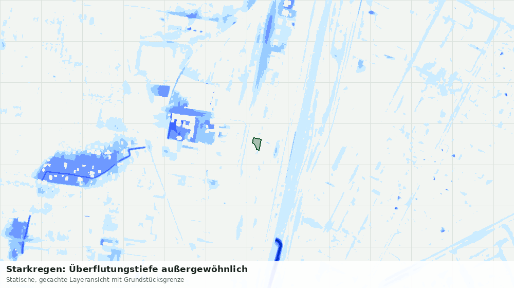 Statische Kartenansicht: Starkregen: Überflutungstiefe außergewöhnlich