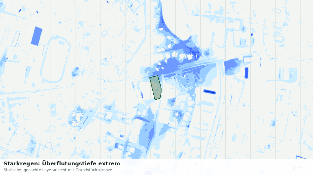 Statische Kartenansicht: Starkregen: Überflutungstiefe extrem