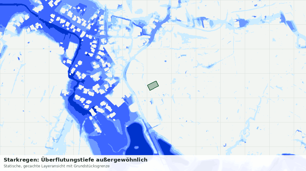 Statische Kartenansicht: Starkregen: Überflutungstiefe außergewöhnlich