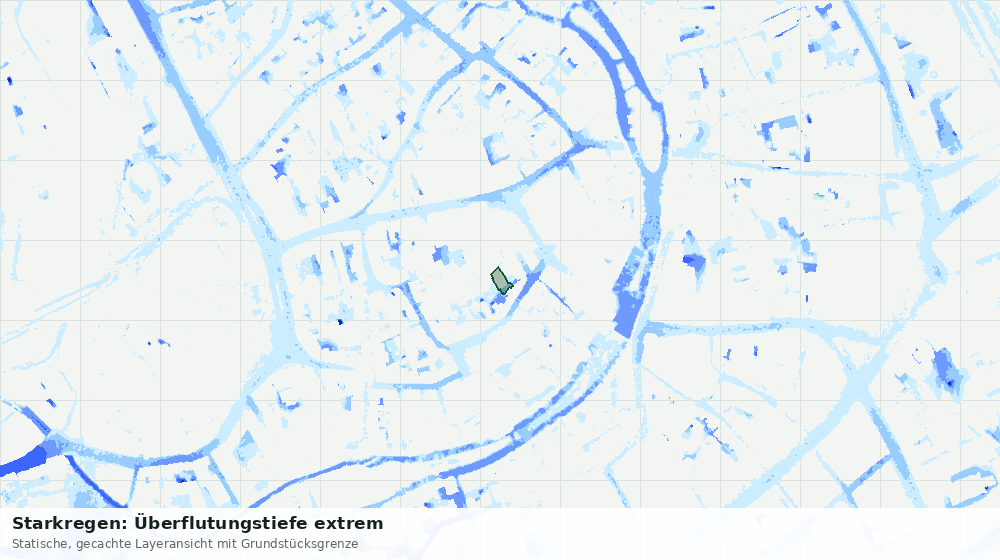 Statische Kartenansicht: Starkregen: Überflutungstiefe extrem