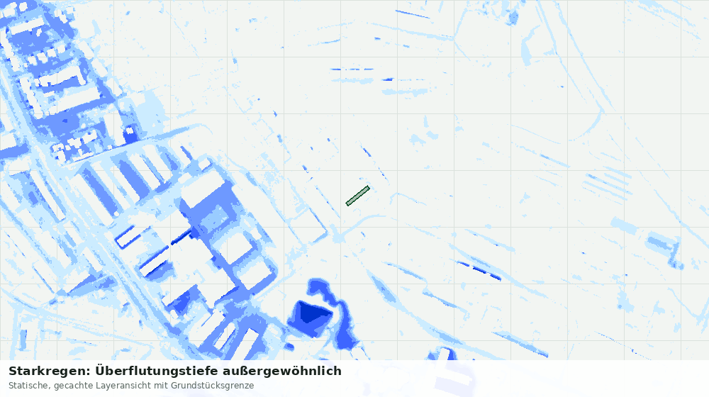 Statische Kartenansicht: Starkregen: Überflutungstiefe außergewöhnlich