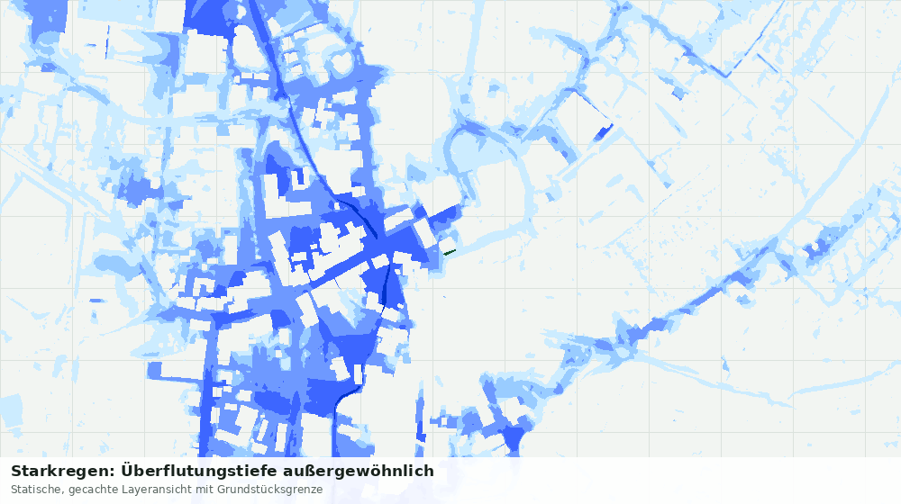Statische Kartenansicht: Starkregen: Überflutungstiefe außergewöhnlich