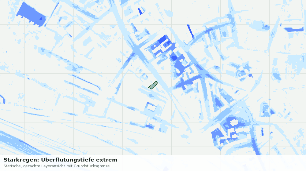 Statische Kartenansicht: Starkregen: Überflutungstiefe extrem