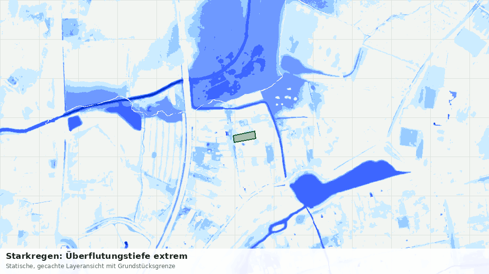Statische Kartenansicht: Starkregen: Überflutungstiefe extrem