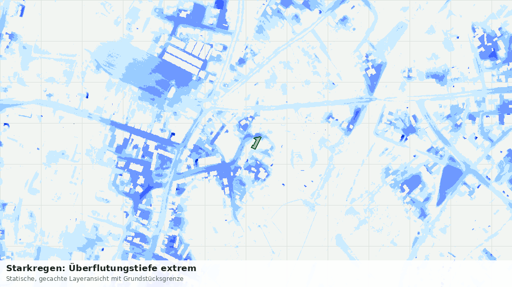 Statische Kartenansicht: Starkregen: Überflutungstiefe extrem