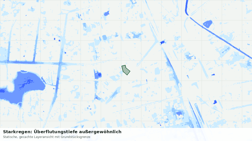 Statische Kartenansicht: Starkregen: Überflutungstiefe außergewöhnlich