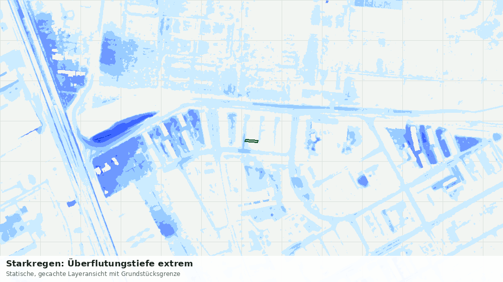 Statische Kartenansicht: Starkregen: Überflutungstiefe extrem