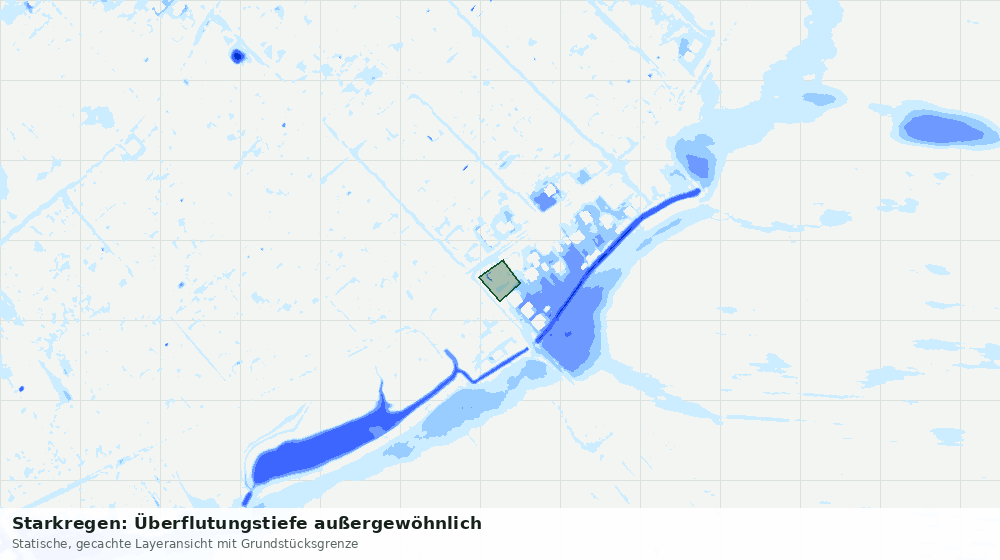 Statische Kartenansicht: Starkregen: Überflutungstiefe außergewöhnlich