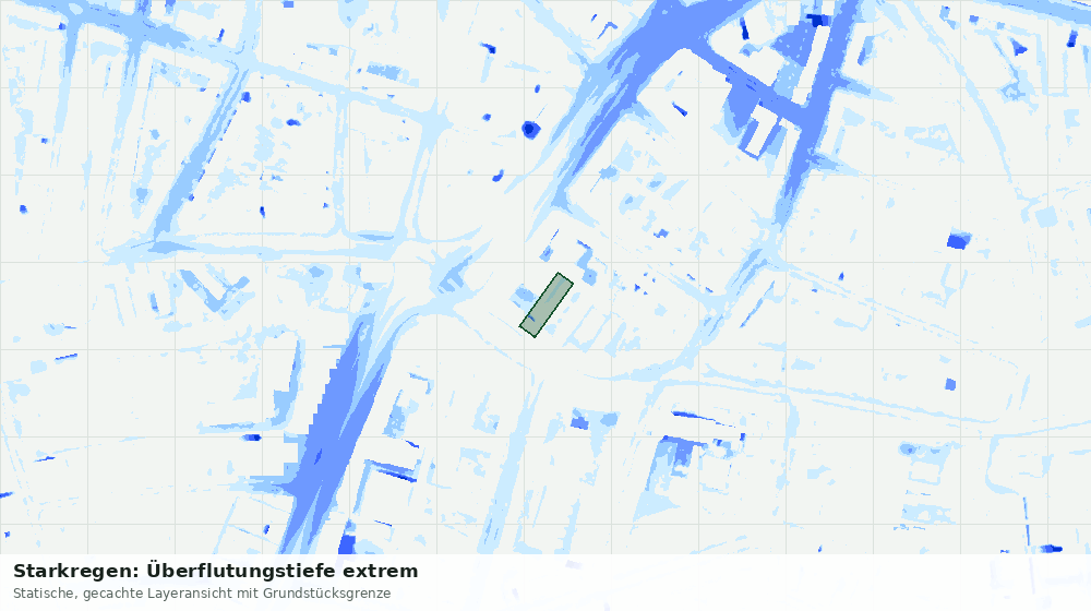 Statische Kartenansicht: Starkregen: Überflutungstiefe extrem
