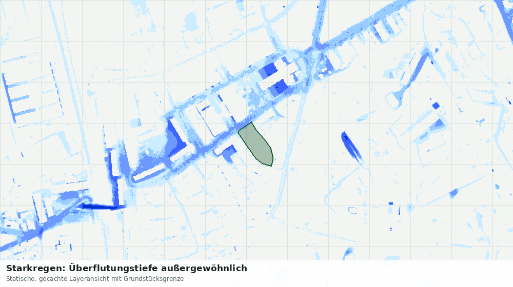 Statische Kartenansicht: Starkregen: Überflutungstiefe außergewöhnlich